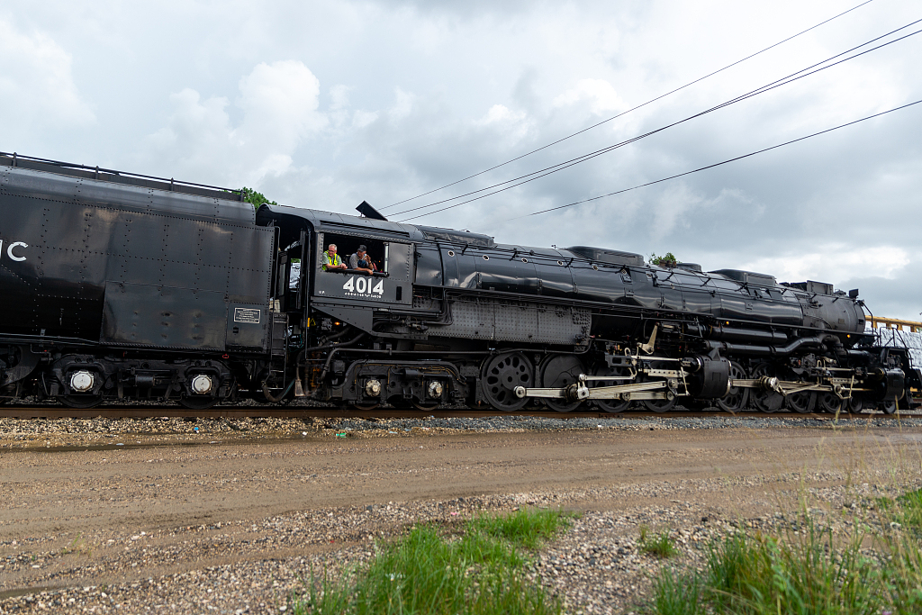 当地时间2021年8月18日,美国得克萨斯州,世界上最大的蒸汽火车"大男孩