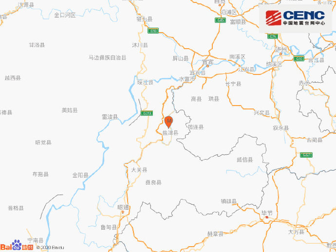云南昭通市盐津县发生4.