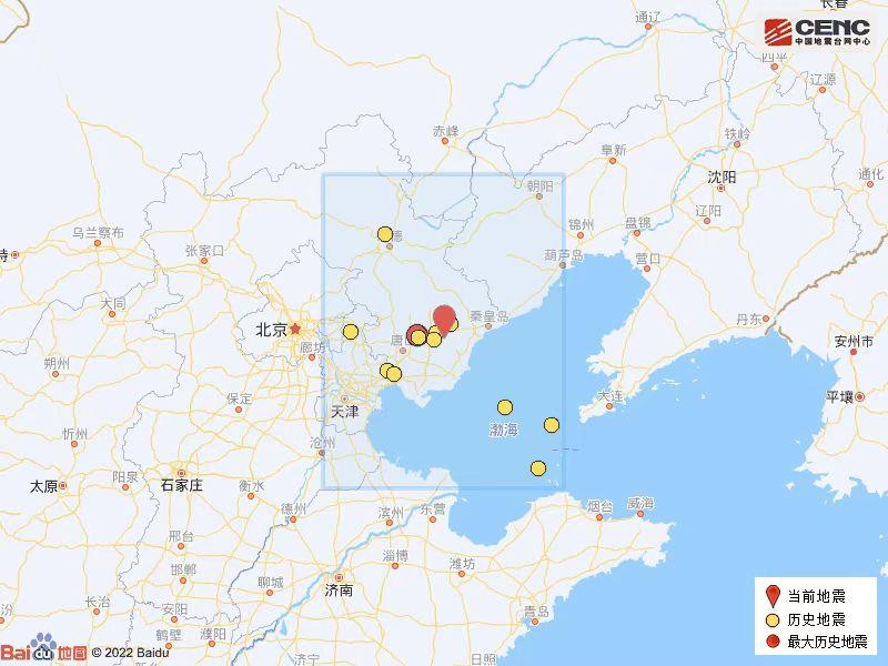 河北秦皇岛卢龙县发生38级地震震源深度10千米