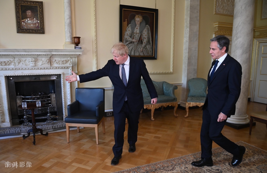 英国首相约翰逊与美国国务卿布林肯会晤