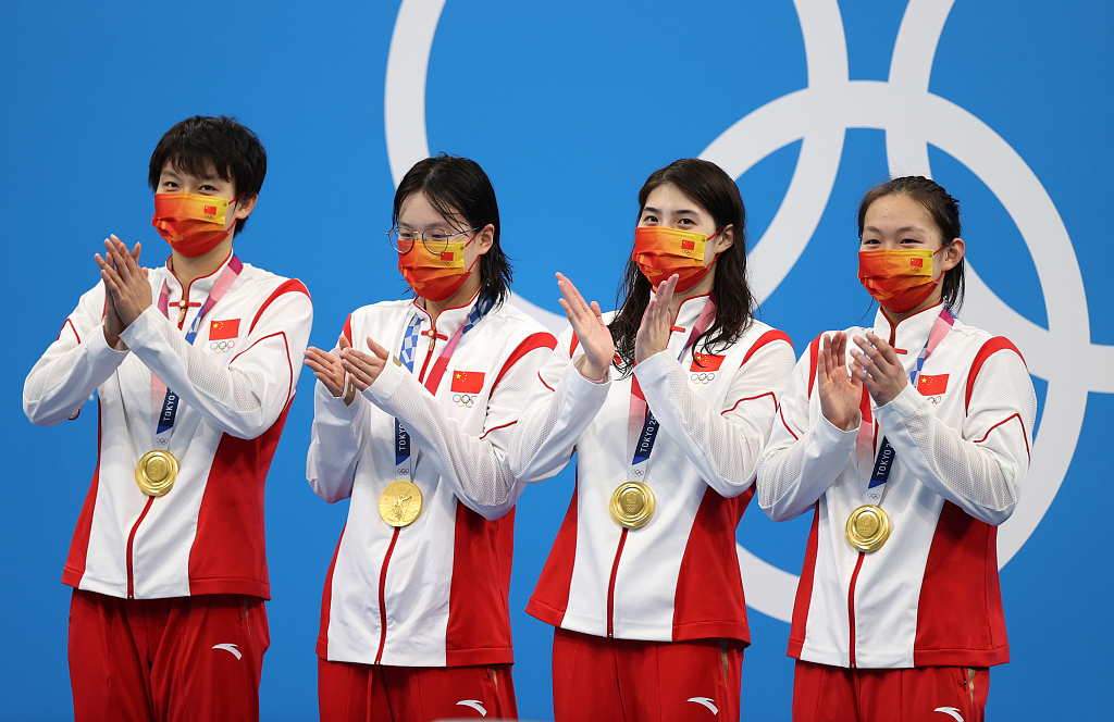 2020东京奥运会女子4x200米自由泳接力决赛打破世界纪录中国队夺金