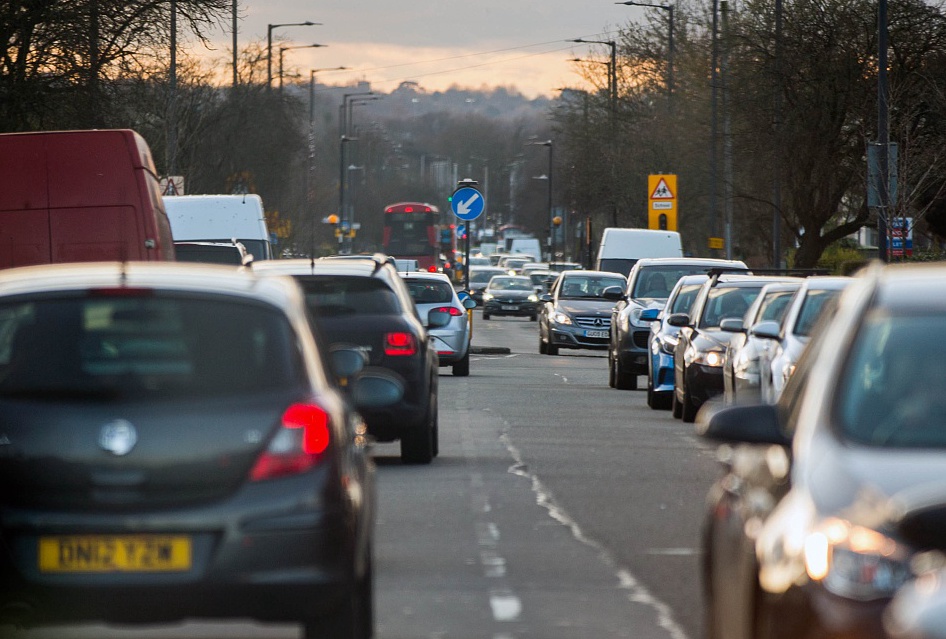 伦敦路面交通拥堵严重.