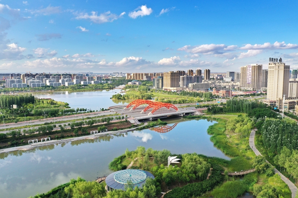 兰州新区栖霞湖全景