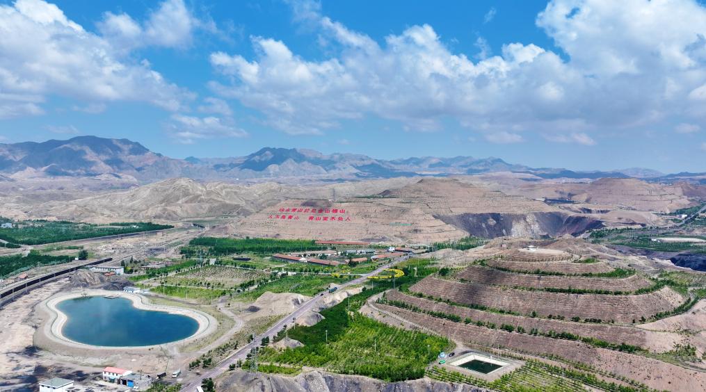 在宁夏石嘴山市大武口区石炭井，曾因过度开采而满目疮痍的矿山逐步恢复绿色“容颜”（2025年6月30日摄，无人机照片）。新华社发（袁宏彦摄）