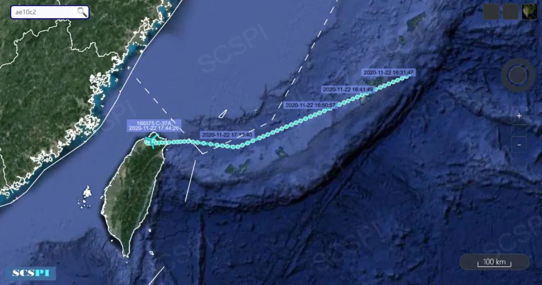 11月22日,美印太司令部的情報處處長乘坐1架c-37a要員機降落臺灣