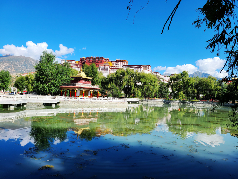 西藏拉萨布达拉宫广场景美如画