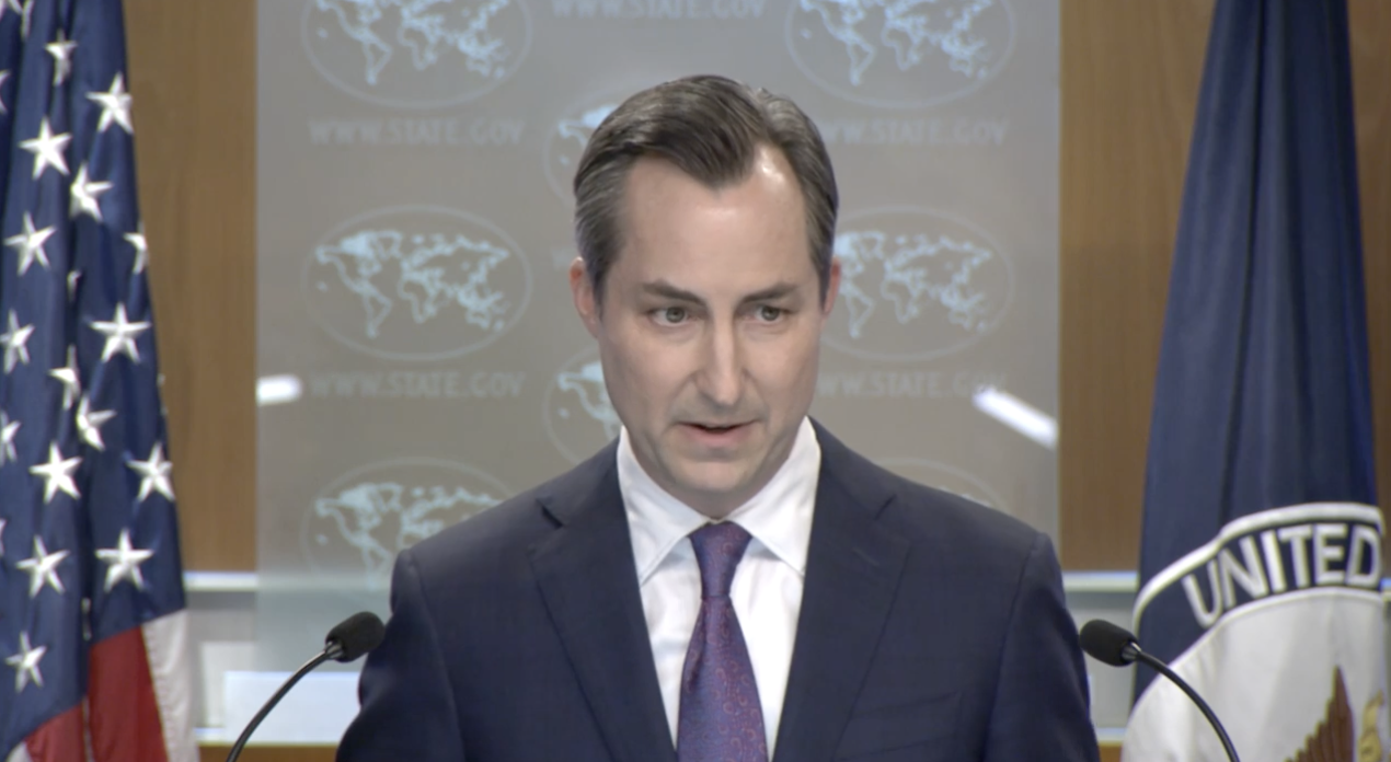 美国国务院发言人马修·米勒7月24日在记者会上发言 图源:美国务院