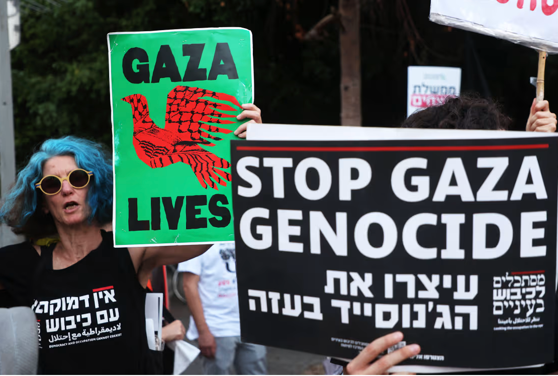 以色列活动人士示威反对以色列政府，声援加沙地带巴勒斯坦平民。资料图 图自外媒