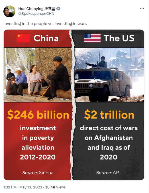 （华春莹5月13日在推特上所发帖子的截图）