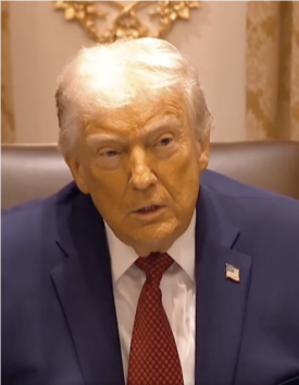 当地时间8日，特朗普在白宫接受记者采访。图自外媒