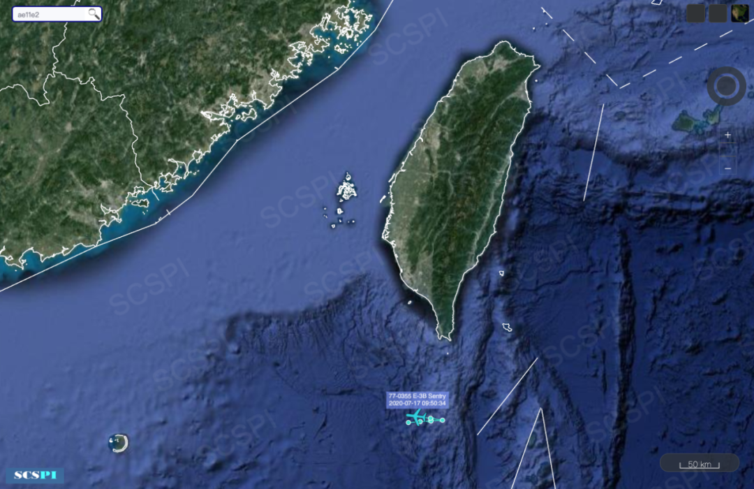 7月17日,美空军1架E-3B预警机前往南海活动