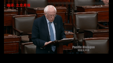 ▲ 2022年2月11日，美国民主党参议员伯尼・桑德斯在参议院发表讲话称，200多年来，美国一直在践行&ldquo;门罗主义&rdquo;。美国自诩西半球霸主，有权对任何国家进行干预。
