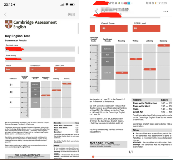 学生剑桥五级考试成绩 火箭猫截图