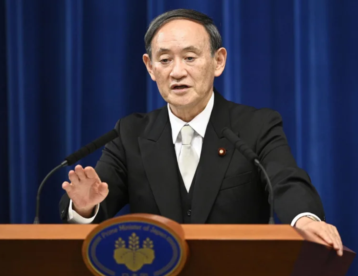 正式就任日本首相，菅义伟发表讲话 图源：共同社