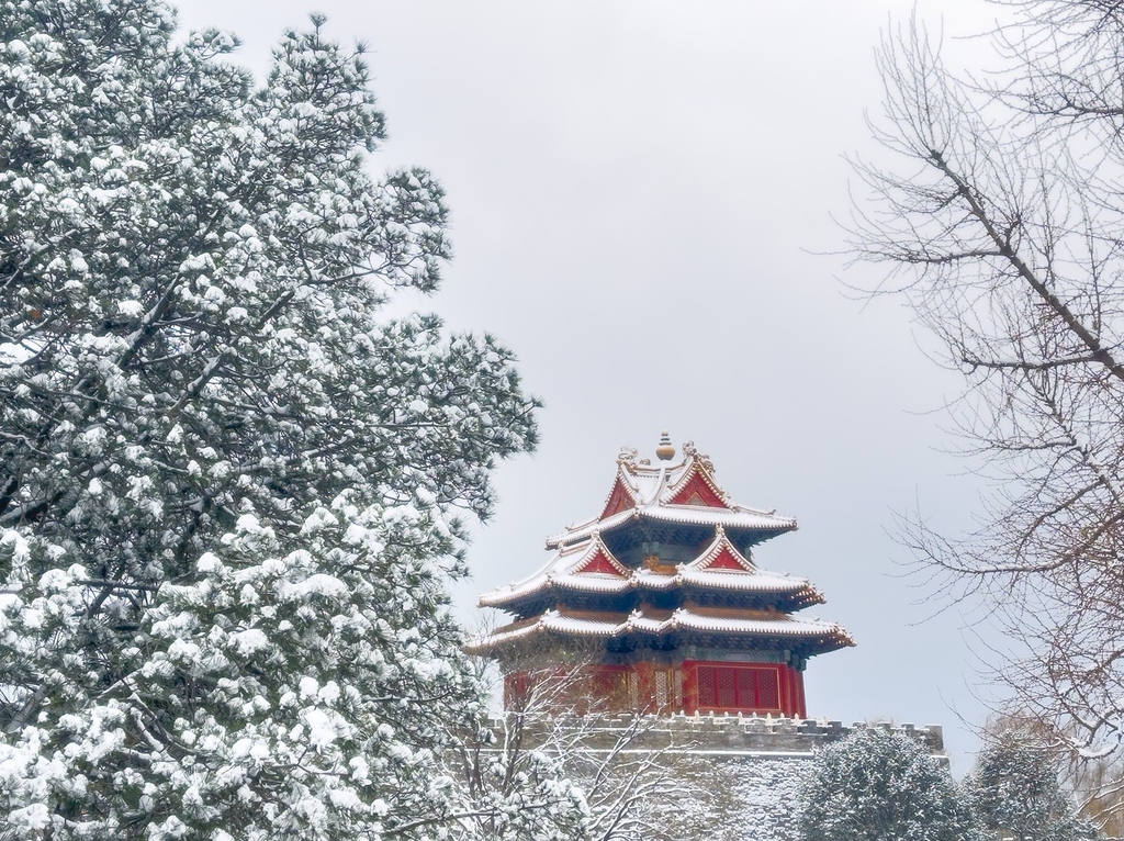 故宫角楼雪景诗句图片