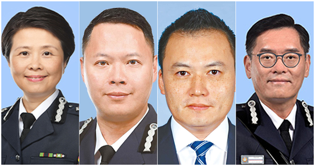 警务处国安处现有4名核心主管，左起:刘赐蕙、蔡展鹏、江学礼、简启恩。图源：“星岛网”