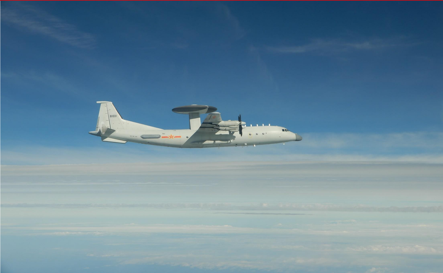 台防务部门发布的解放军空警-500预警机同型机照片。