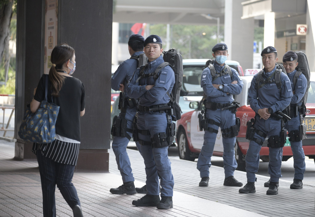 两会举行期间，香港警方加强巡逻。（图片来源：星岛网）