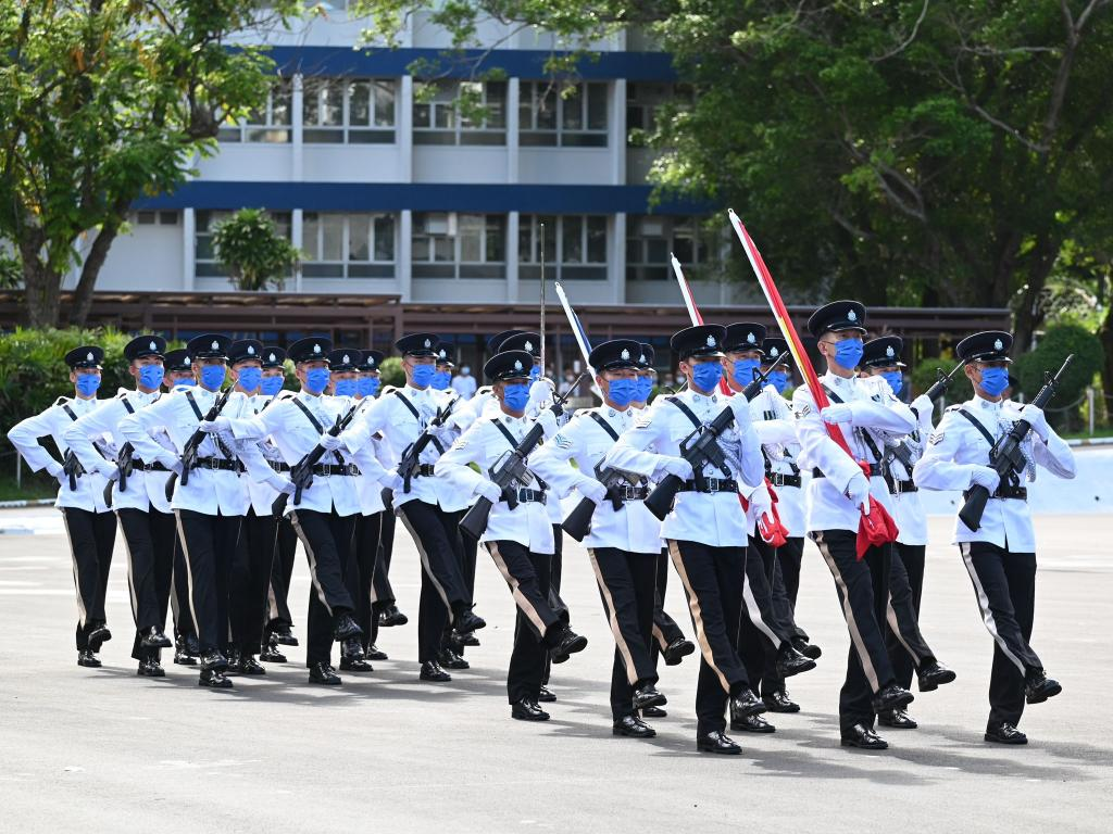 香港警察学院9日举行结业会操