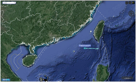“南海战略态势感知计划”平台7月15日发布的美军E-8C飞机飞行路线