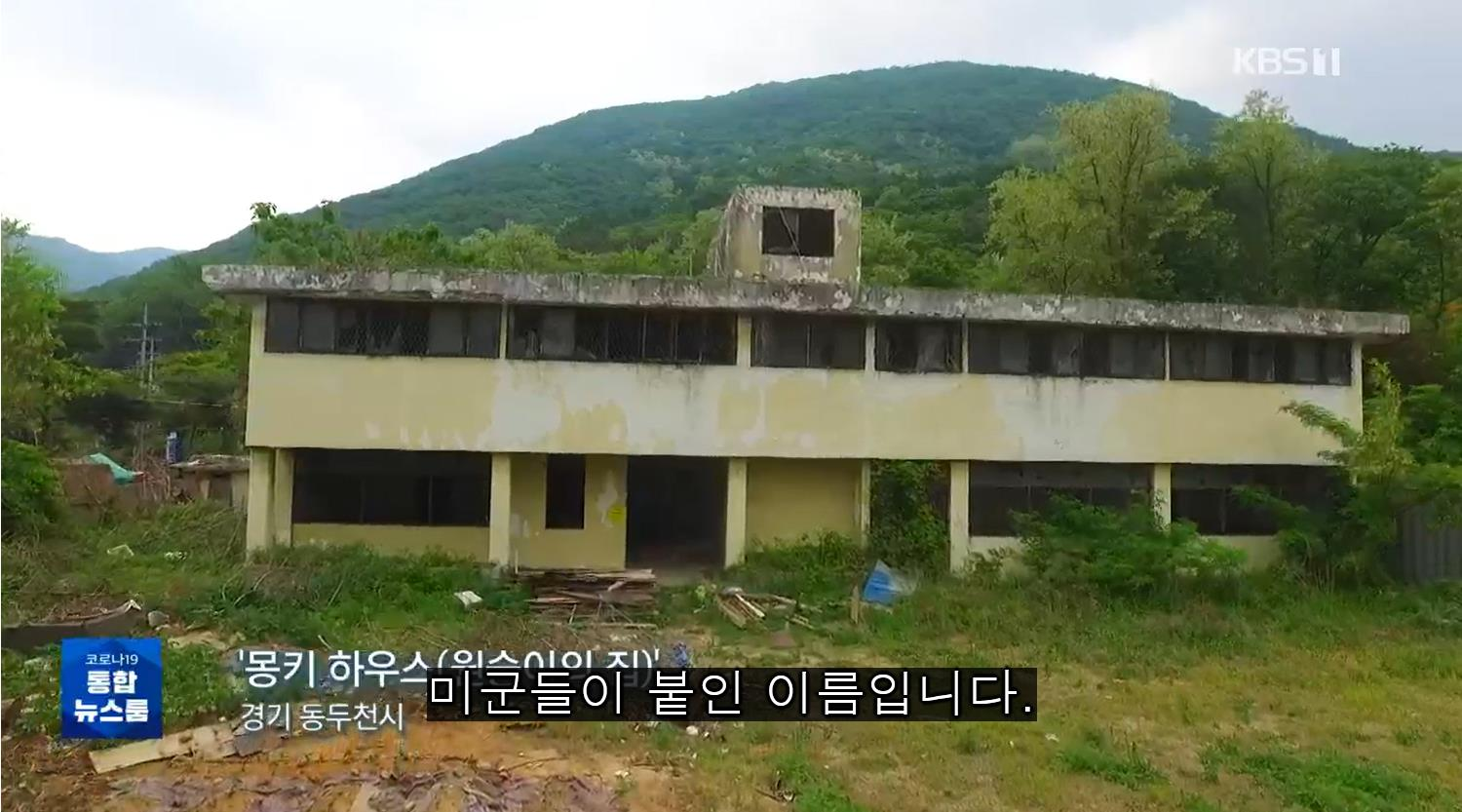 KBS报道截图：驻韩美军将“基地村”内提供性服务的场所称为“猴子屋”。