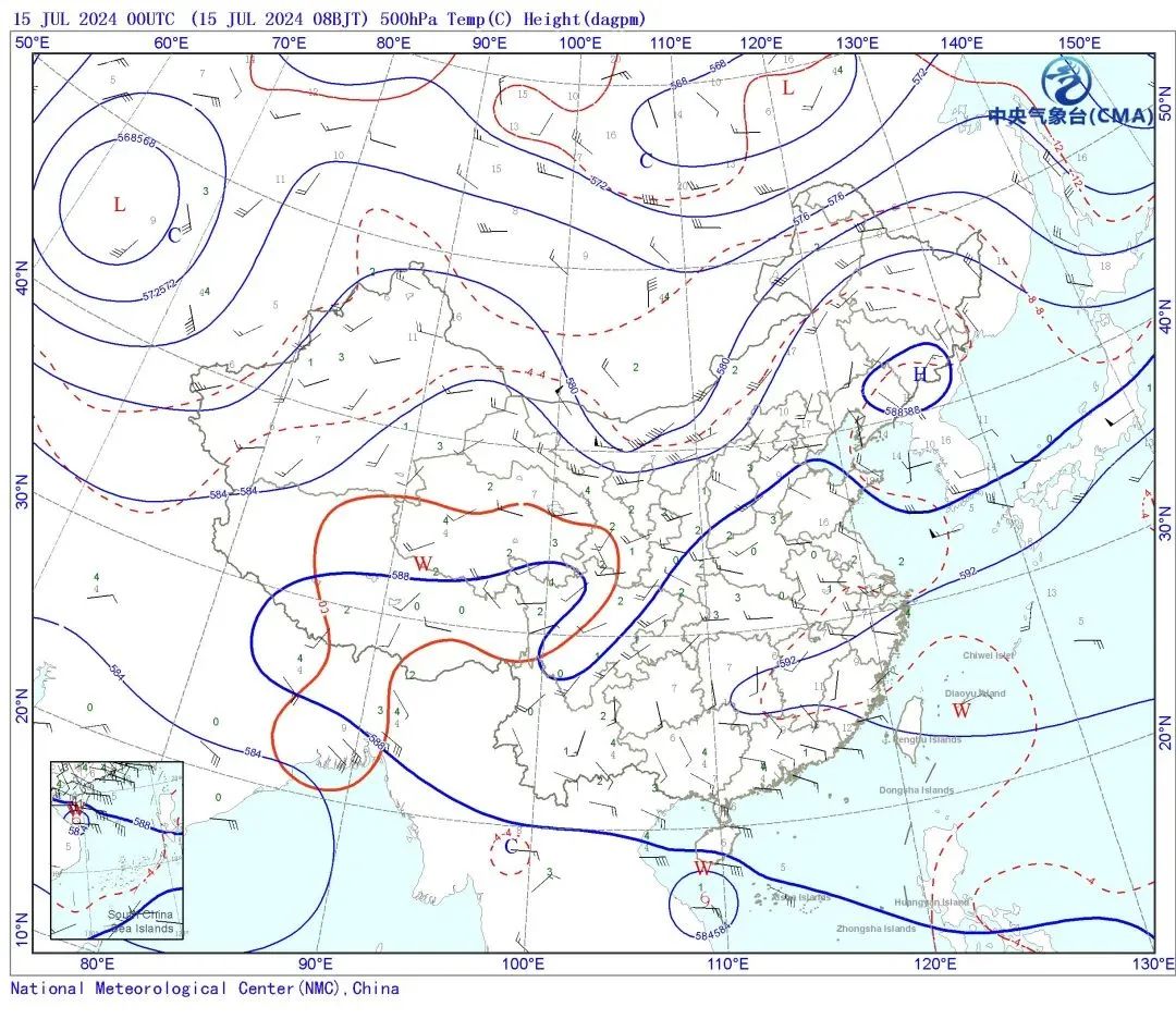 从今天08时的天气图上我们可以看到