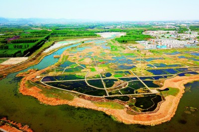 俯瞰北京房山琉璃河湿地公园