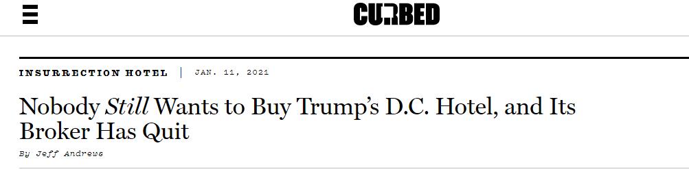 （curbed：仍然没有人想买特朗普在华盛顿的酒店，其经纪公司已经退出）