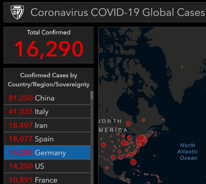 快讯约翰斯霍普金斯大学德国累计新冠肺炎病例超16万