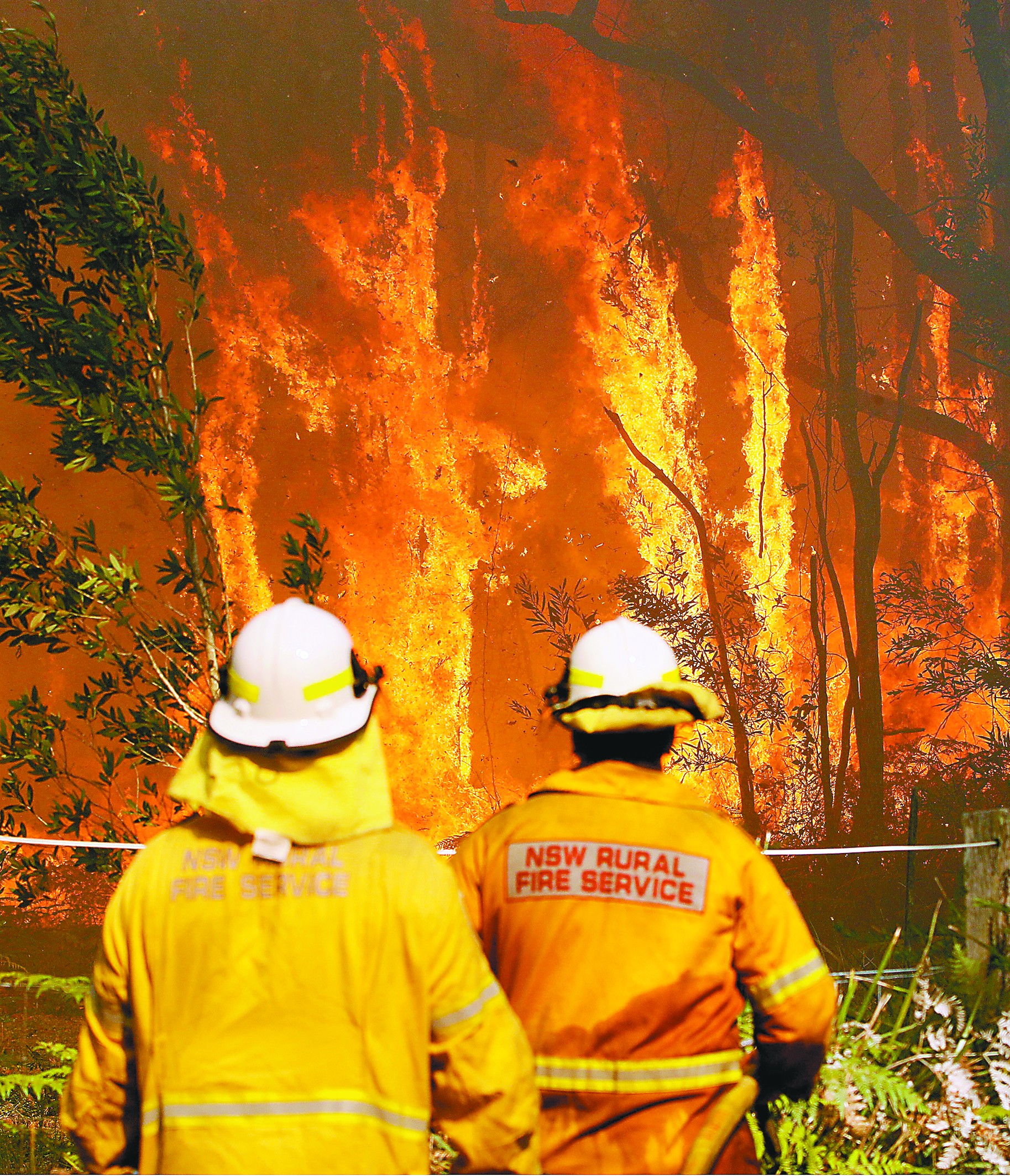 新南威尔士州的消防员正在灭山火