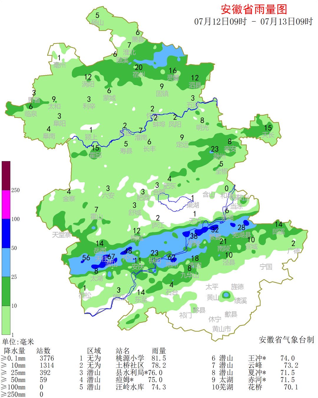 安徽省气象台发布暴雨黄色预警 长江沿线再迎强降雨