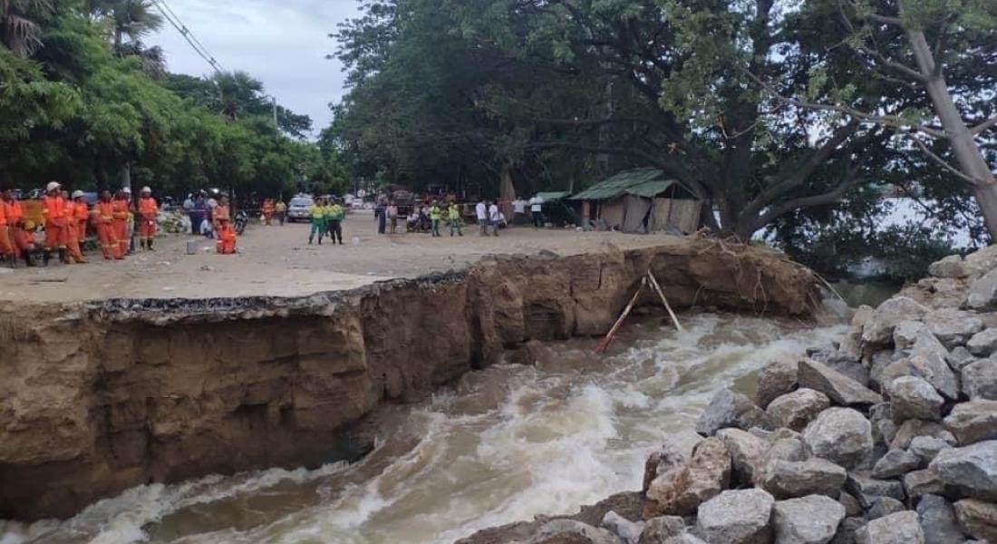 缅甸曼德勒一处水坝被洪水冲毁 四个村庄被淹