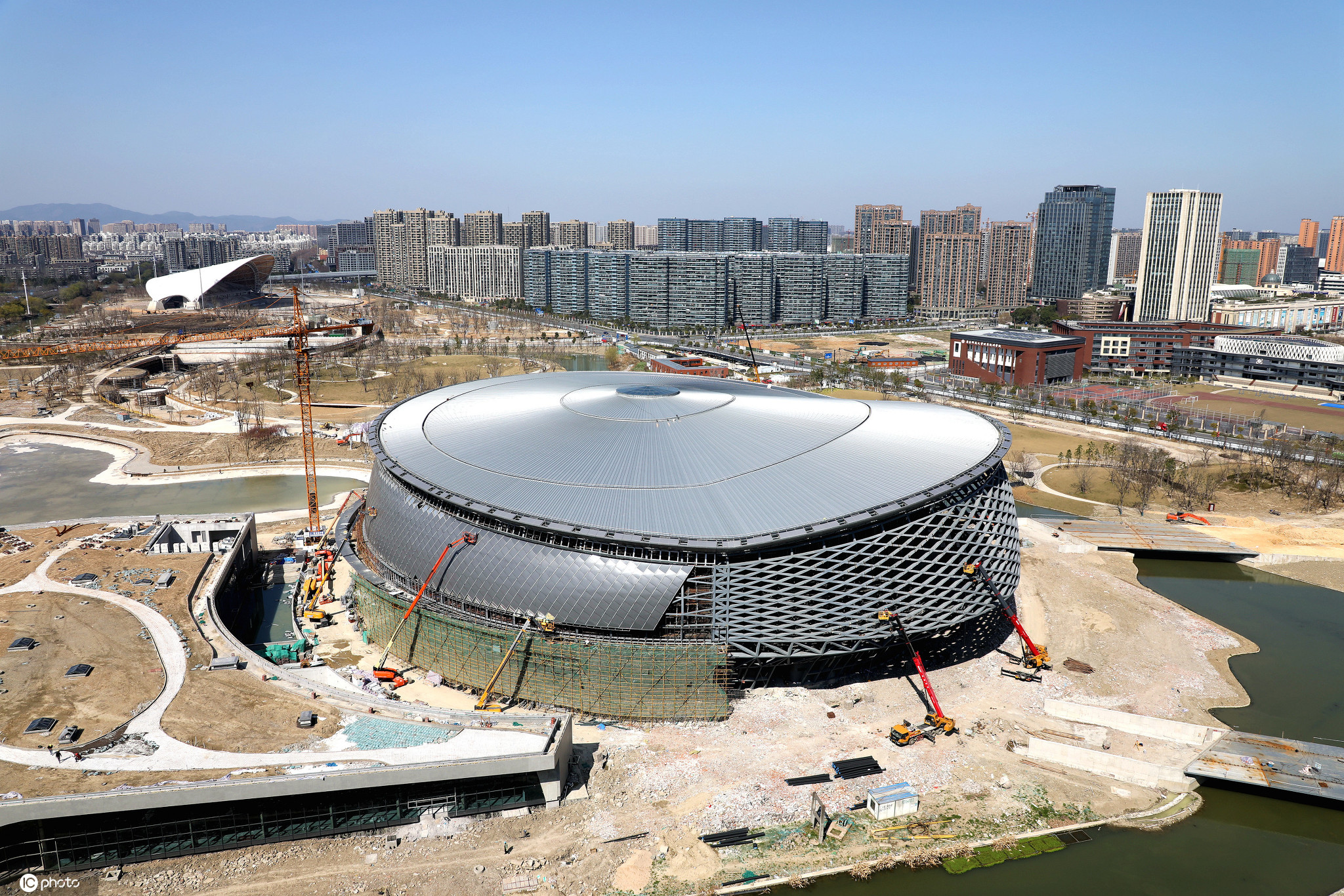 市拱墅区运河亚运公园内,正在建设的杭州2022年亚运会乒乓球比赛场馆