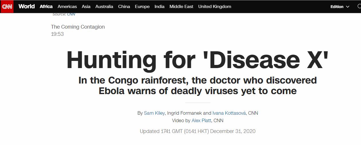 CNN：尋找�疾病X�，在剛果熱帶雨林，發現埃博拉病毒的醫生警告稱，致命病毒還在後頭