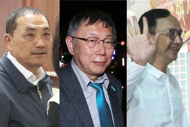 朱立伦（右）、侯友宜（左）、柯文哲（中）10月31日晚会面。 图自《联合报》