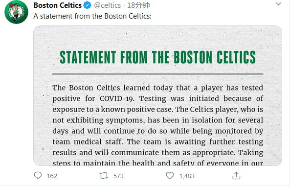 凯尔特人队推特截图