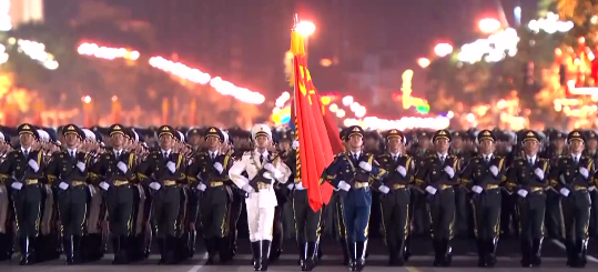 纪念大会第三次综合演练视频画面(央视新闻视频截图)