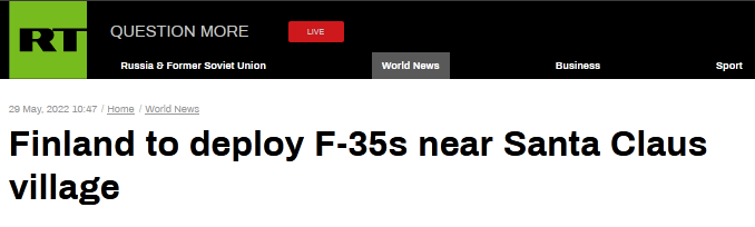 RT：芬兰将在“圣诞老人村”附近部署F-35战机