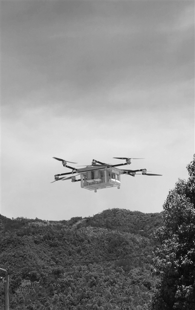 无人机单次可运送10公斤杨梅。受访者供图