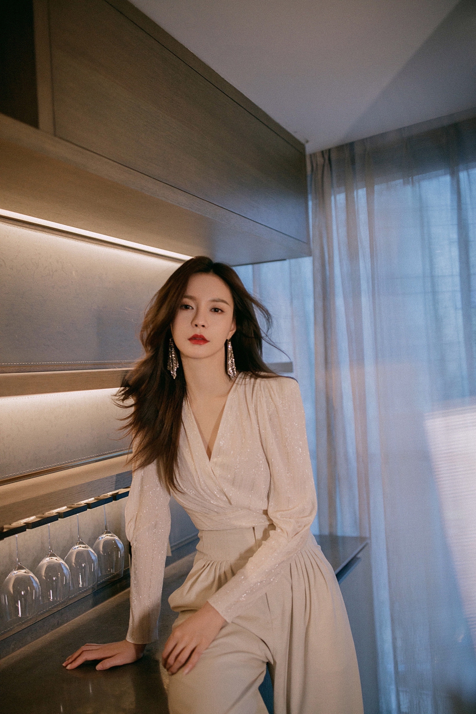 沈梦辰雪纺上衣搭配阔腿裤又美又飒御姐范儿十足