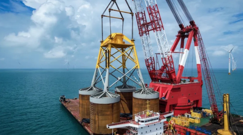 大唐儋州120万千瓦海上风电项目施工现场（大唐海南公司供图）