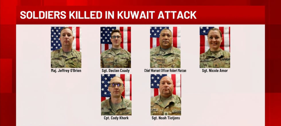 图为在对伊朗军事行动中死亡的6名美军士兵 图源：外媒报道配图