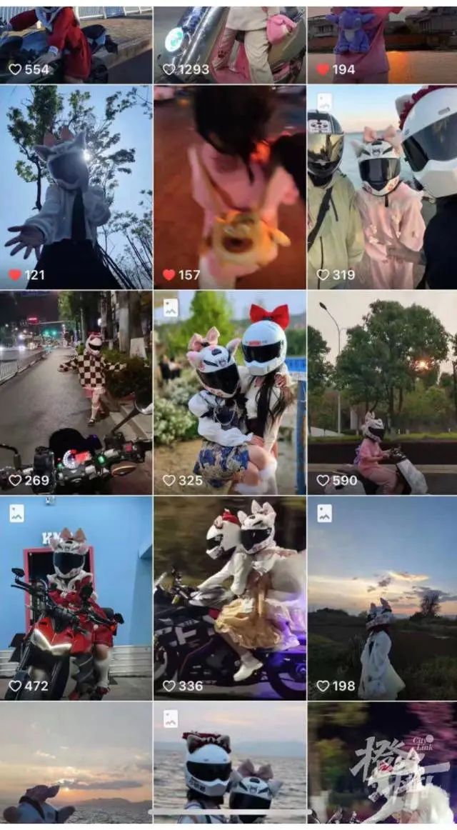 其中一个女孩的社交平台帐号发布的摩托车相关内容