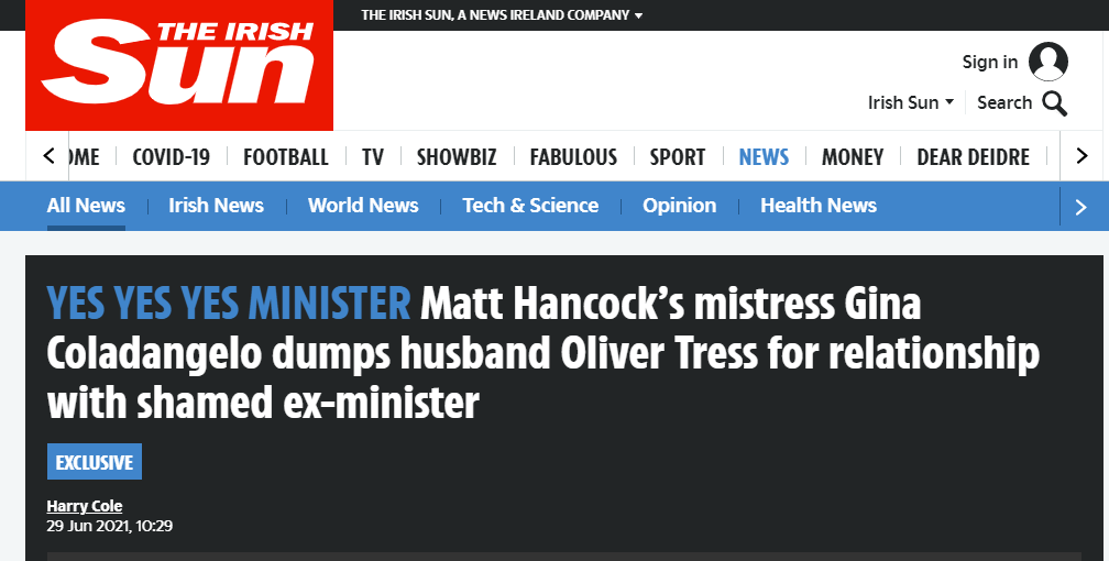 《太阳报》报道截图