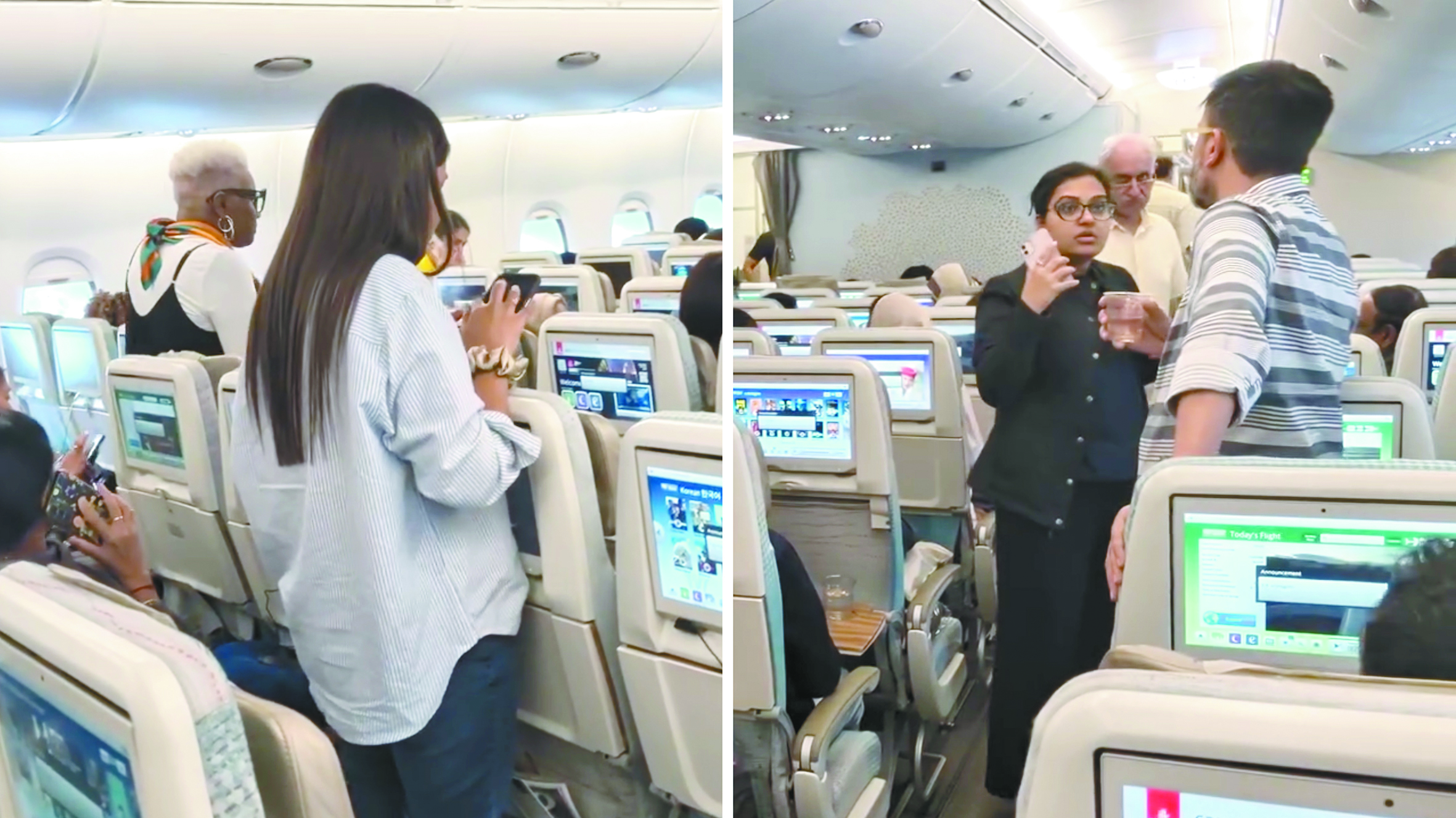 据印媒21日报道，在一架从旧金山起飞的国际航班上，关于H-1B签证的消息引发机舱内印度旅客的慌乱。（《印度时报》网站）