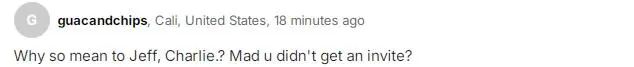 为什么对杰夫这么刻薄,查理兹?生气你没收到邀请?