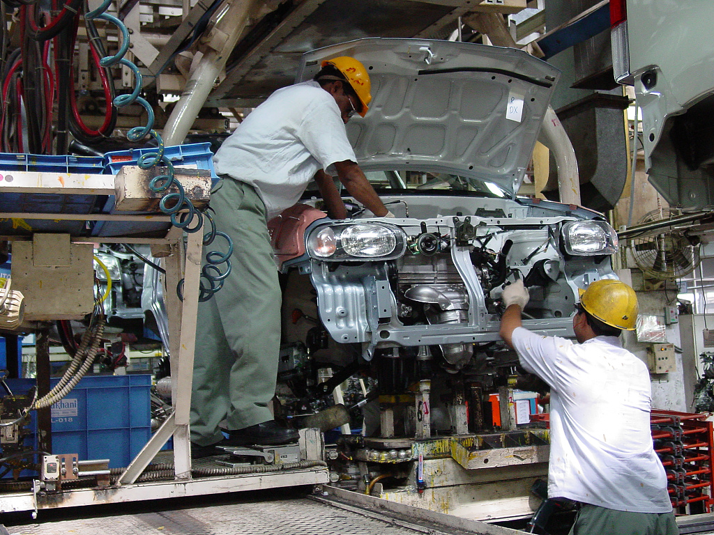 印度哈里亚纳邦的一家外资汽车工厂.(视觉中国)