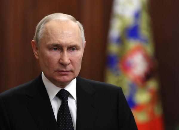 当地时间6月24日，俄罗斯总统普京发表电视讲话。