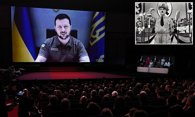 泽连斯基在第75届戛纳电影节开幕式上通过视频发表讲话
