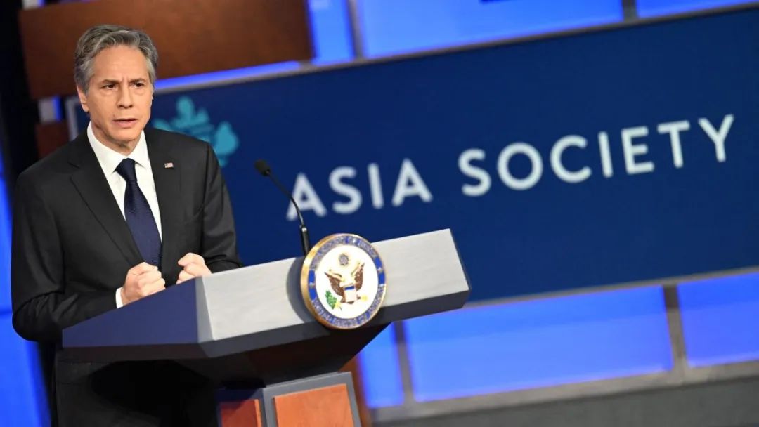 ▲ 美国东部时间2022年5月26日，美国国务卿布林肯在乔治・华盛顿大学出席亚洲协会活动并发表演讲，称中国对国际秩序构成“最严峻的长期挑战”。
